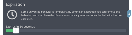 The expiration section of the settings menu The expiration section of the settings menu