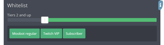 The whitelist section of the settings menu The whitelist section of the settings menu