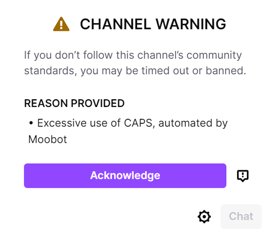 Having users acknowledge their offenses before they can chat again Having users acknowledge their offenses before they can chat again