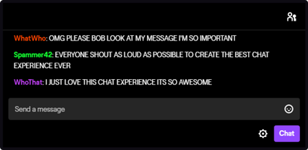Excessive use of capital letters in Twitch chat Excessive use of capital letters in Twitch chat