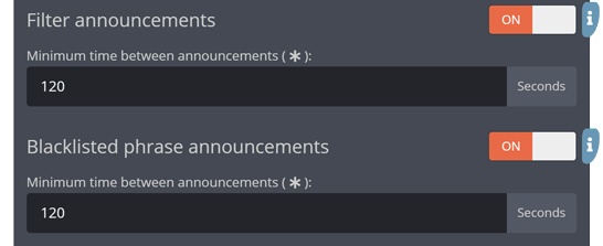 The announcements section of the general settings menu The announcements section of the general settings menu
