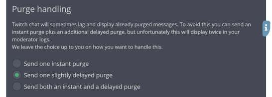 The purge handling section of the general settings menu The purge handling section of the general settings menu