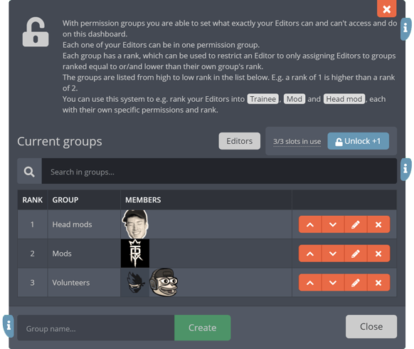 Using permission groups to rank your editors Using permission groups to rank your editors