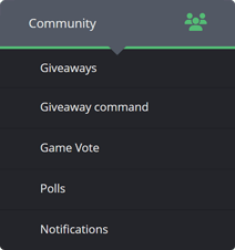 The community menu The community menu