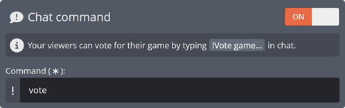 Chat command for voting in your Game Vote Chat command for voting in your Game Vote