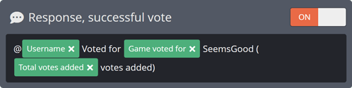 Chat response for successful Game Vote vote Chat response for successful Game Vote vote