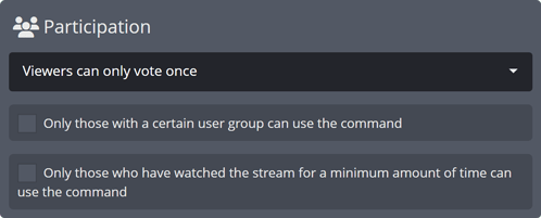 Game Vote settings, participation section Game Vote settings, participation section