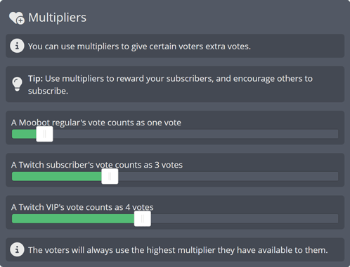Giving certain viewers extra votes in your Game Vote Giving certain viewers extra votes in your Game Vote
