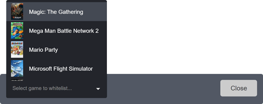 Selecting a game to whitelist for your Game Vote (1) Selecting a game to whitelist for your Game Vote (1)