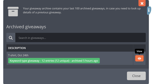 Archive of completed giveaways Archive of completed giveaways