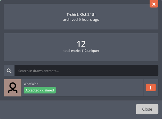 Details of an archived giveaway Details of an archived giveaway