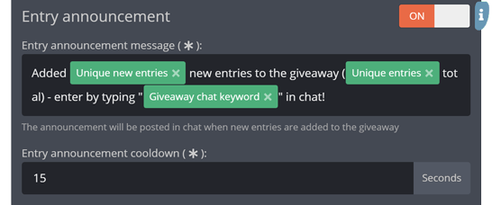 Automatic giveaway announcements Automatic giveaway announcements