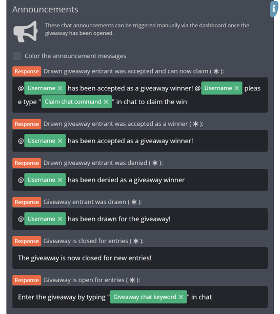 Giveaway announcements Giveaway announcements