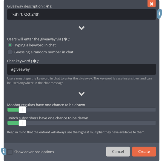 Keyword type giveaway Keyword type giveaway