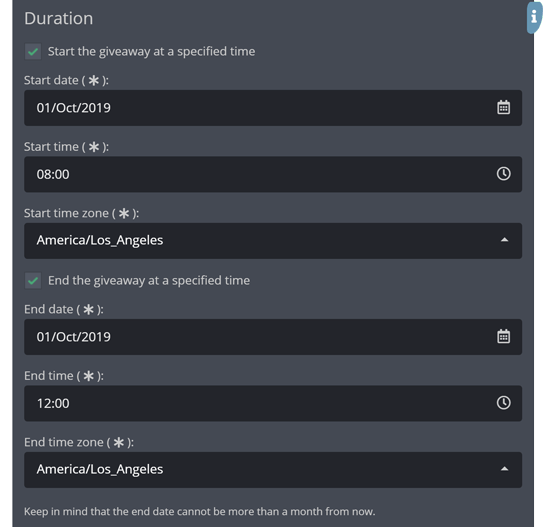 Scheduling giveaways Scheduling giveaways