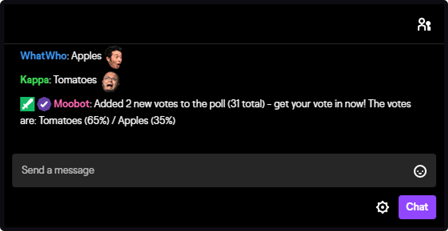 Voting in Twitch chat Voting in Twitch chat