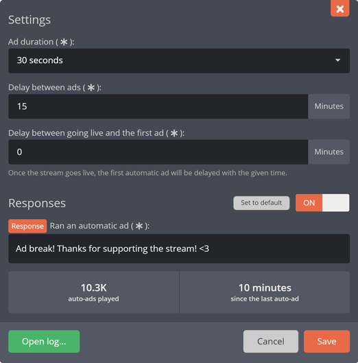 The settings menu The settings menu