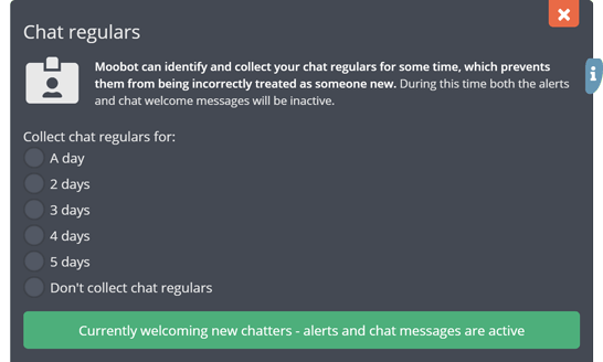 Options for identifying stream regulars Options for identifying stream regulars