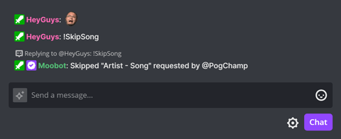 !SkipSong chat command in Twitch chat !SkipSong chat command in Twitch chat