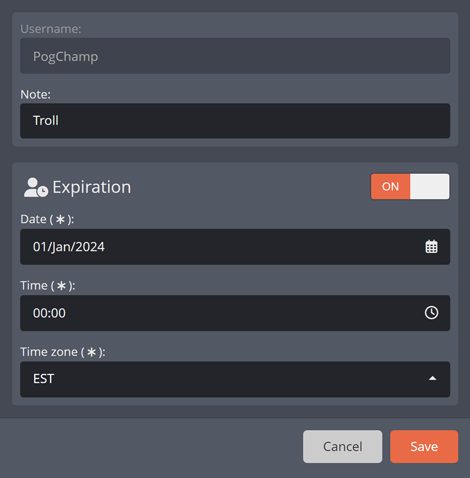 Setting blacklisted Twitch viewers to expire Setting blacklisted Twitch viewers to expire