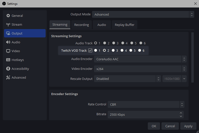 Setting which OBS audio track to use for Twitch VODs Setting which OBS audio track to use for Twitch VODs