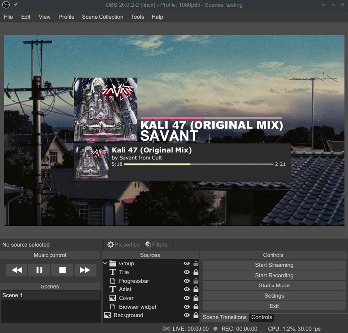 Using an OBS plugin to display the current song information and cover art Using an OBS plugin to display the current song information and cover art