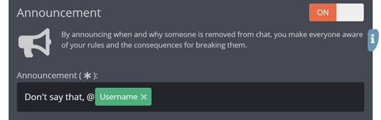 The announcement section of the settings menu The announcement section of the settings menu