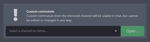 Mirrored channel settings Mirrored channel settings