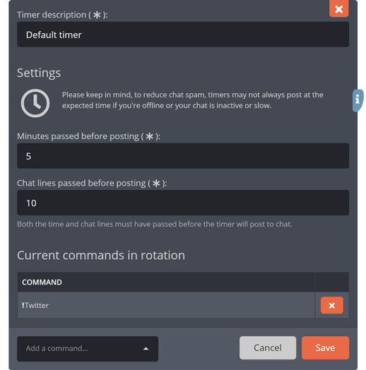 The command timer edit-menu The command timer edit-menu