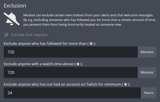 Excluding certain new chatters from alerts Excluding certain new chatters from alerts