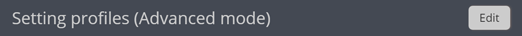 The setting profiles section of the settings menu The setting profiles section of the settings menu