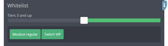 The whitelist section of the settings menu The whitelist section of the settings menu