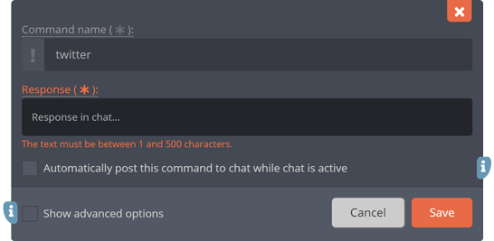 The custom command edit-menu The custom command edit-menu