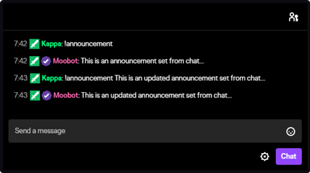 Setting a chat command from chat, step 3 Setting a chat command from chat, step 3