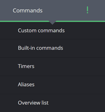 The commands menu The commands menu