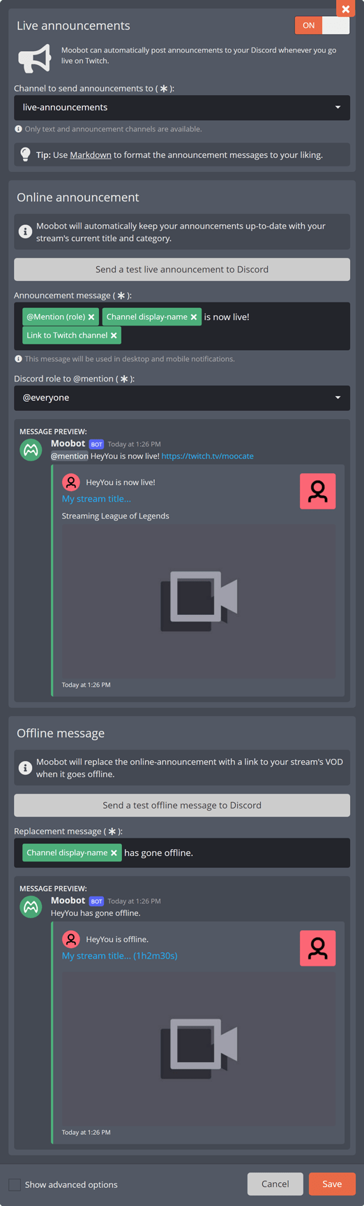 Sending announcements to Discord when you go live on Twitch Sending announcements to Discord when you go live on Twitch