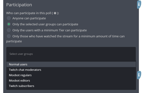 Restricting the poll to selected user groups Restricting the poll to selected user groups