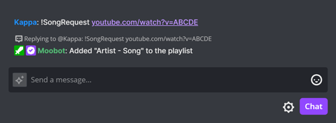 !SongRequest chat command with link in Twitch chat !SongRequest chat command with link in Twitch chat