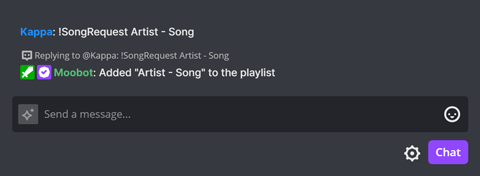 !SongRequest chat command with query in Twitch chat !SongRequest chat command with query in Twitch chat