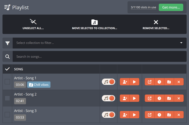 Organizing songs in your personal playlist Organizing songs in your personal playlist