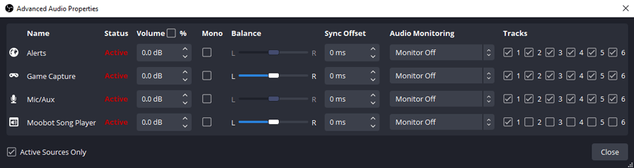 Settings the tracks of your OBS audio sources Settings the tracks of your OBS audio sources