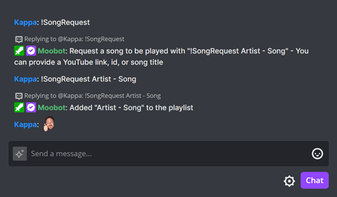 Song requested in Twitch chat Song requested in Twitch chat