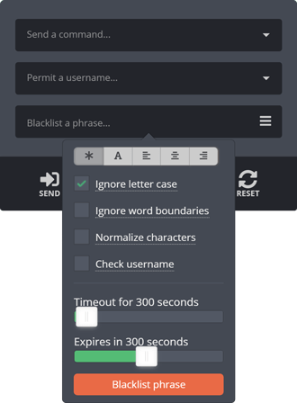 Blacklisting through the controls widget Blacklisting through the controls widget