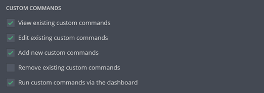 Selecting the permissions of a permission group Selecting the permissions of a permission group