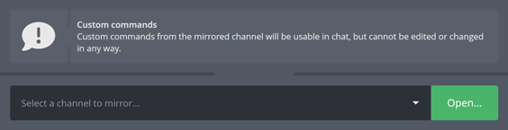 Mirrored channel settings
