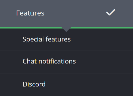 The features main menu