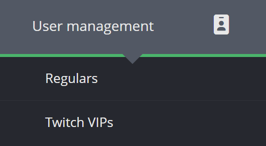 The user management main menu