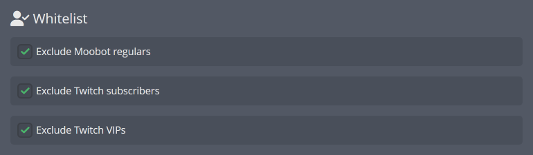 Excluding special Twitch viewers from auto moderation