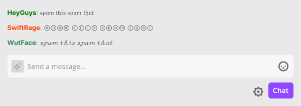 Excessive use of special letters in Twitch chat