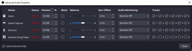 Settings the tracks of your OBS audio sources Settings the tracks of your OBS audio sources